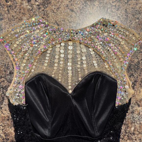 Clarisse Dress Sequin Embellished Cocktail Party Glam Evening Sparkly Black 0 - Picture 6 of 7